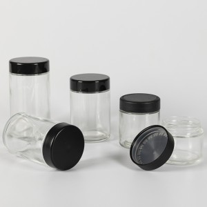 3.5G Straight Sided Glass Cannabis Jar with Smooth Childproof Lid