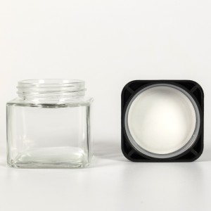 4OZ Square Preminum Glass Jar with Wood Printing CR Lid