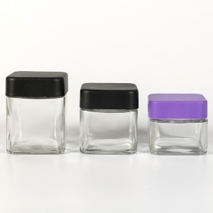 3OZ Square Glass Jar with Child Resistant Lid