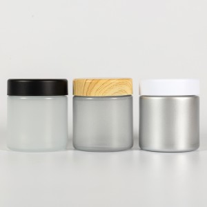 MBK 2oz clear straight side glass jar with Smooth Black CR Lid