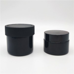 China Cheap price Small Glass Bottles – MBK black 2oz glass jar with child resistant lid – Menbank