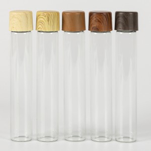 116mm Glass Pre-Roll Tube with Wood Printed Childproof Lid