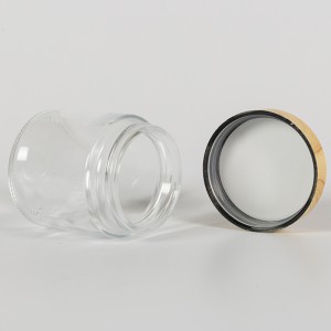 MBK 2oz clear straight side glass jar with Smooth Black CR Lid