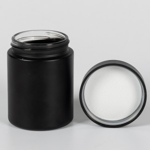MBK 4OZ Wide Mouth Black Glass Premium Jar with Matte Black Lid