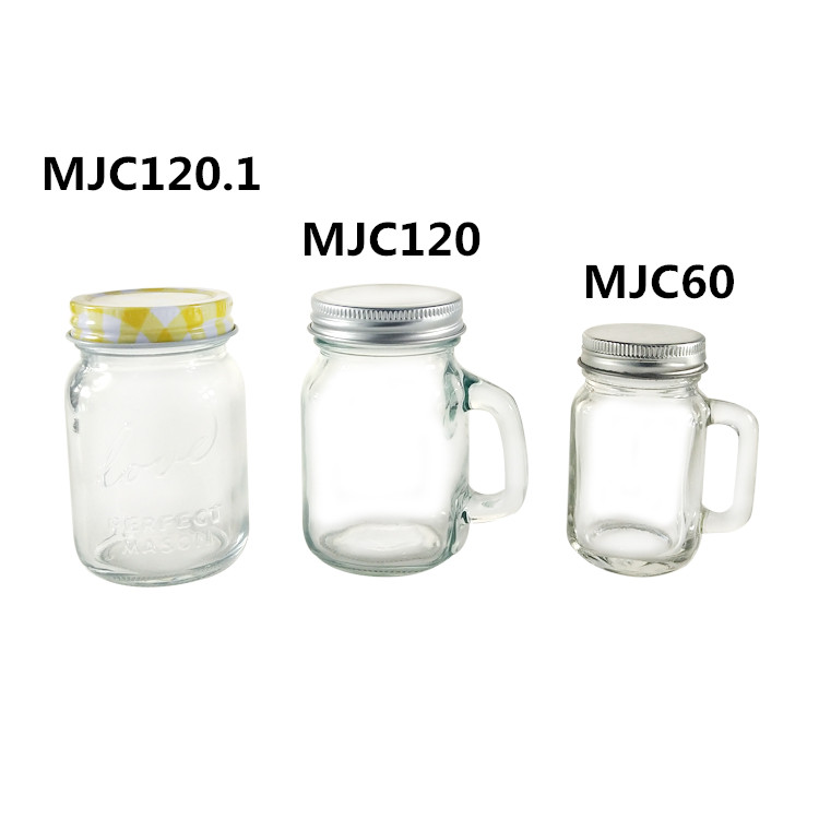 100% Original Mason Jar Metal Lid - 120ml 4oz Small Glass Spice Mason Jar Set with Lid and Handle – Menbank