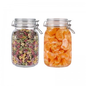 Square 1.5L Glass Kitchen Clamp Storage Jar Set