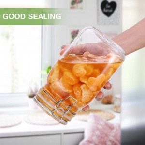 Square 1.5L Glass Kitchen Clamp Storage Jar Set