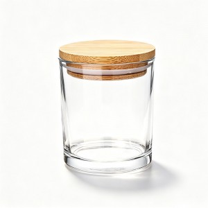 10OZ Glass Candle Jar with Bamboo Lid – Candle Vessel | Glass Jar for Candle Making | Empty Glass Candle Jar Wholesale