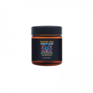 3.5g Labelled Premium Amber Glass Jar with Black Childproof Lid