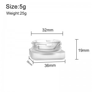 5g Frost Cube square Qube small rosin jars with Black Childproof Lid
