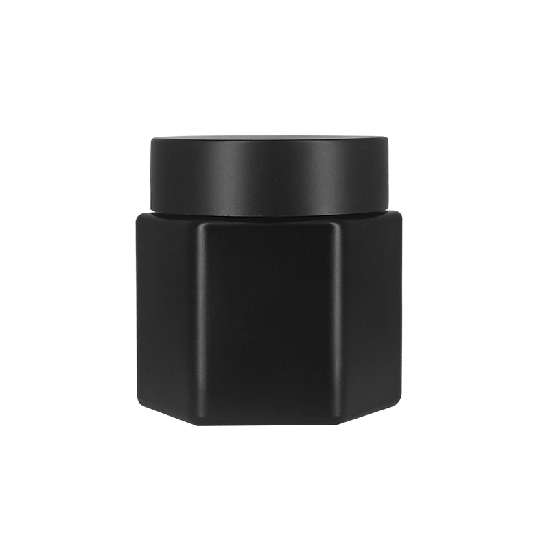 120ml/4oz-Unti-UV-Hexagonal-Sprayed-Black-Glass-Jar-with-Round-Lid Featured Image