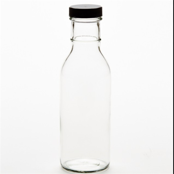 12oz Clear Glass Ring Neck Dressing & Sauce Bottles (Cap Not Included) - 12/Case, Clear Type III 38-400