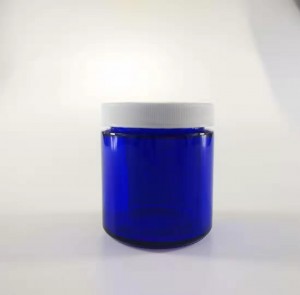 MBK 1OZ 2OZ 4OZ Cobalt Blue Glass Jar with Black Lid