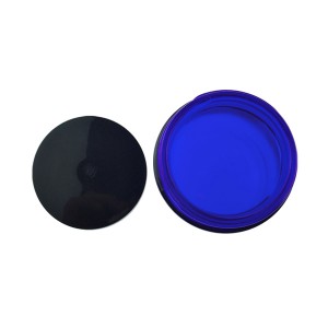 MBK 4OZ Blue Stainless Sighted Glass Jar with Black ABS Lid
