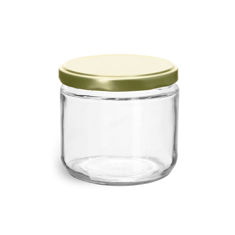 12OZ Round Glass Canning Jar with Plastisol Lined Lug Caps