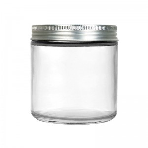 12oz-Clear/Amber-Straight-Sided-Glass-Jar-with-Metal-Lid-for-Home-Storage