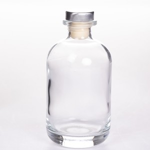 12OZ Thick Bottom Cylinder Glass Liquor Bottle with T-cork