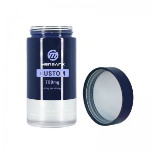 Custom Blue 6OZ Cylinder Glass Jar with Flat CR Lid