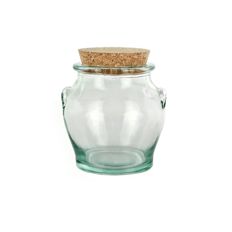 recycled honey glass jar with cork