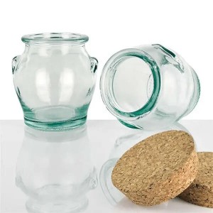 Factory Price Seed Jar – 8.5oz recycled honey glass jar with cork – Menbank