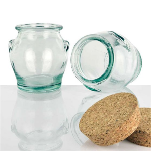 8.5oz recycled honey glass jar with cork