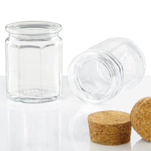 Vintage mini 1.2oz octagonal glass jar 