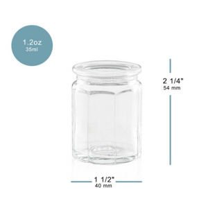 Vintage mini 1.2oz octagonal glass jar 