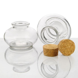 Vintage 3.4oz bean glass jar with cork
