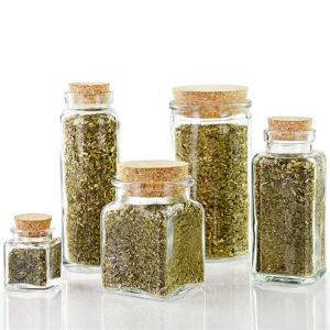 8.5OZ Square Glass Seed Jar with Wooden Lid