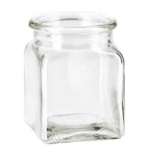 8.5OZ Square Glass Seed Jar with Wooden Lid