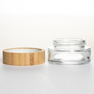 30ml Clear Glass Cream Cosmetic Jar with Bamboo Lid