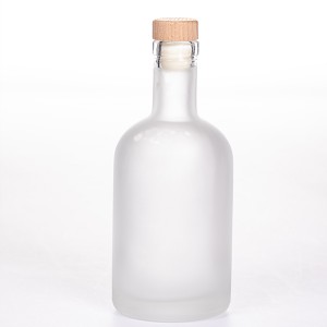12OZ 375ml Frost Glass Vodka Bottle with Wooden T-Cork
