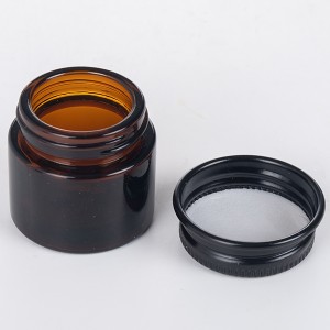 Amber Glass 10ml Thick Wall Glass Eye Cream Jars with Black Smooth Lid