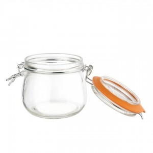 16OZ 500ml Clear Glass Clip Jar for Food Stoarge