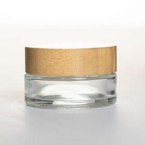 30ml Clear Glass Cream Cosmetic Jar with Bamboo Lid