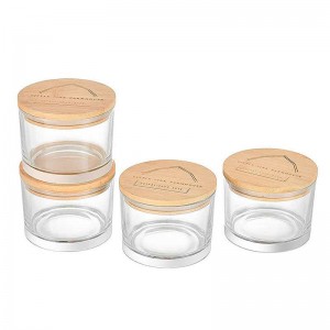 18 oz Clear Empty Scented Candle Jars with Bamboo Lid