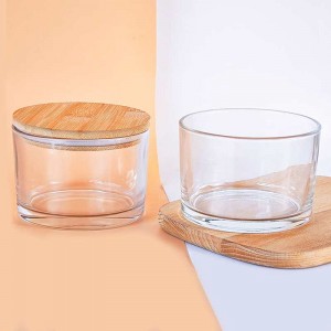 18 oz Clear Empty Scented Candle Jars with Bamboo Lid