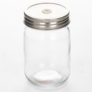 12OZ Glass Mason Jar with Stainless Steel Lid with Drinking Straw
