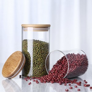 China Factory for Cracked Glass Solar Ball – Transparent Cylinder Glass Storage Jar with Wooden Lid – Menbank