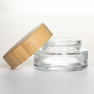 30ml Clear Glass Cream Cosmetic Jar with Bamboo Lid