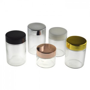 300ml Clear Straight Side Glass Jar with Black Lid
