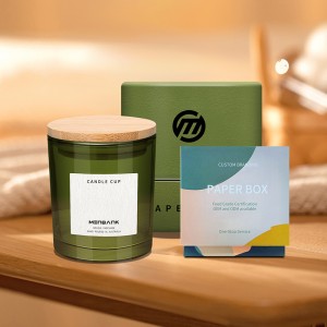 10OZ Thick Green Glass Candle Jar with Bamboo Lid