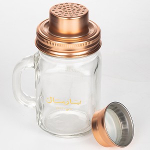 304 Stainless Steel Rose Gold Mason Jar Cocktail Shaker Lid