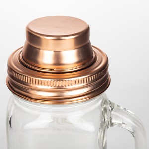 304 Stainless Steel Rose Gold Mason Jar Cocktail Shaker Lid