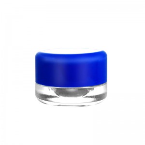 Custom 9g Thick Base Round Glass Container for Lip-Cream with Blue Lid