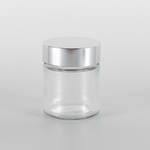 4oz Straight Side Glass Jar with Silver Smooth Childproof Lid