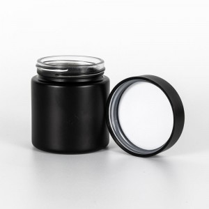 MBK black 2oz glass jar with child resistant lid
