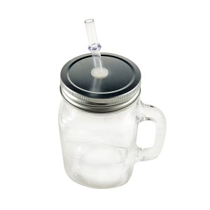 MBK Packaging 12oz Round Storage Handle Glass Mason Jar With Lid And Straw – Menbank