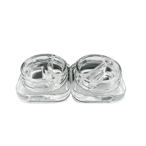 7g Dab Cube Split Glass Conentrate Jar with Black Children Resistant Lid