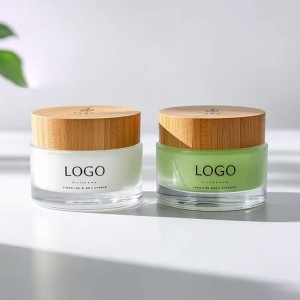 30g 50g Matte Frosted Glass Cream Jar with Bamboo Lid & Plastic Lid – Custom Herbal Skincare Packaging